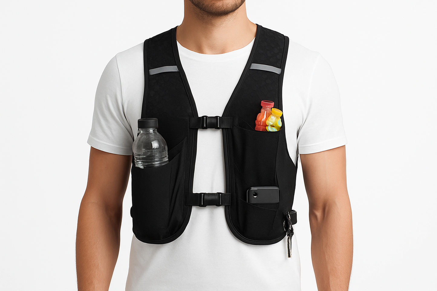 Running Vest Reflective Hydration Water Chest Pack Lightweight Running Water Bottle Storage Vest with Phone Holder Cycling Vest
