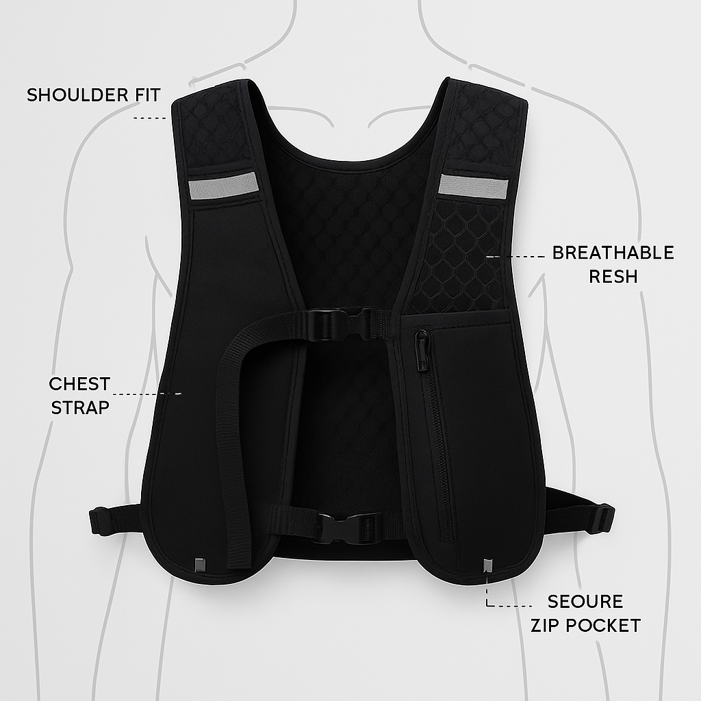 Running Vest Reflective Hydration Water Chest Pack Lightweight Running Water Bottle Storage Vest with Phone Holder Cycling Vest